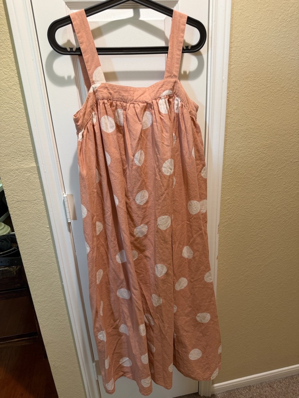 ASOS Peach Polka-Dot Strap Midi Dress